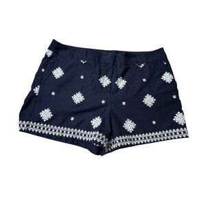 Ann Taylor LOFT Women's Navy Embroidered Riviera Short Size 6